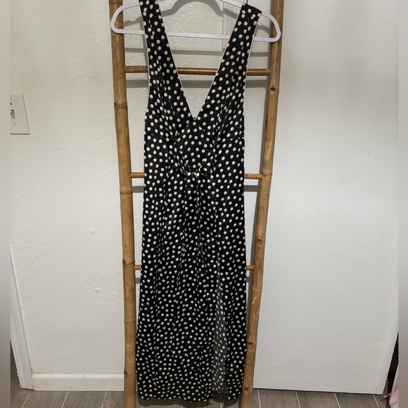 Urban Outfitters Delaney Polka Dot Plunge Dress With Slit Size Small - Picture 3 of 10